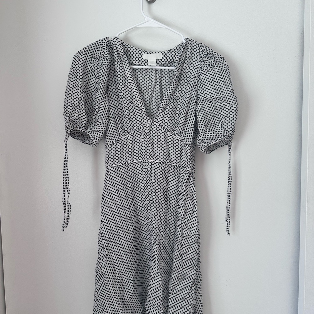 Elegant Black and White Polka Dot Dress